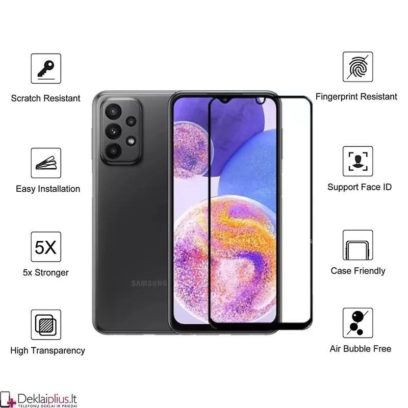 Telefono ekrano grūdintas stiklas - per visą ekraną (Samsung A23/A23 5G) Telefono ekrano grūdintas stiklas - per visą ekraną (Samsung A23/A23 5G)